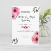 Carte d'invitation de mariage à la fleur d'aquarel (Debout devant)