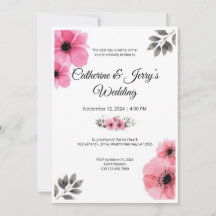 Carte d'invitation de mariage à la fleur d'aquarel