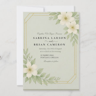 Carte d'invitation de mariage à la flore élégante