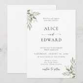 Carte d'invitation de mariage à la verdure de saug (Devant / Derrière)