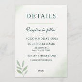 Carte d'invitation de mariage à la verdure élégant (Dos)