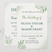 Carte d'invitation de mariage à la verdure élégant (Devant / Derrière)