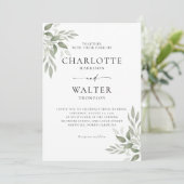 Carte d'invitation de mariage à la verdure sage mo (Debout devant)