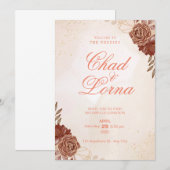 Carte d'invitation de mariage à l'aquarelle Fleur (Devant / Derrière)