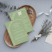 Carte d'invitation de mariage à l'arche en vert sa