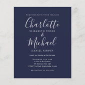 Carte d'invitation de mariage à l'écriture bleue m (Devant)