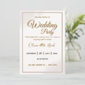 Carte d'invitation de mariage à l'écriture dorée é (Debout devant)