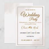Carte d'invitation de mariage à l'écriture dorée é (Devant / Derrière)