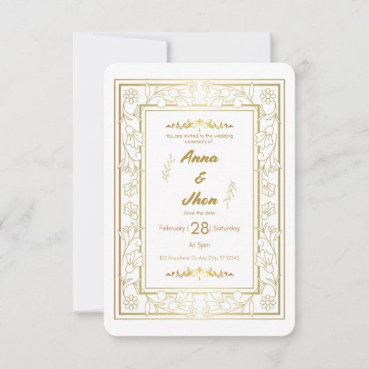 Carte d'invitation de mariage à l'écriture moderne (Devant)