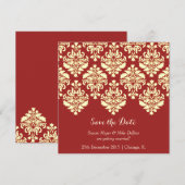 Carte d'invitation de mariage à motif damassé roug (Devant / Derrière)