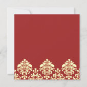 Carte d'invitation de mariage à motif damassé roug (Dos)