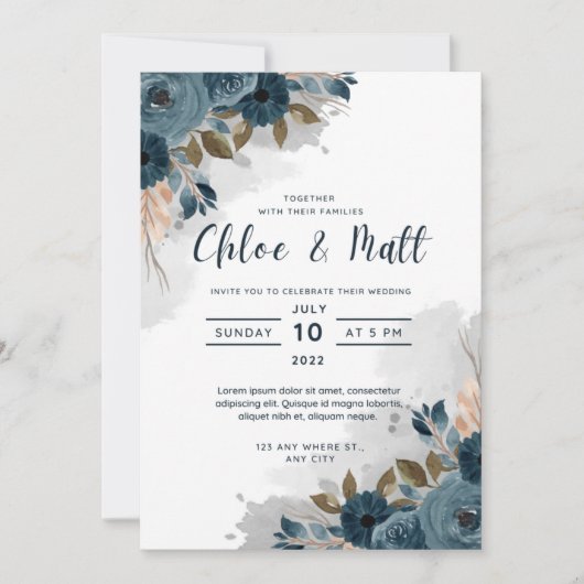 Carte d'invitation de mariage à petit budget (Devant)