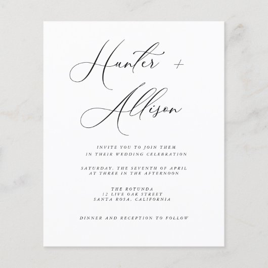 Carte d'invitation de mariage à petit budget (Devant)