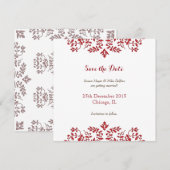 Carte d'invitation de mariage à retenir date damas (Devant / Derrière)