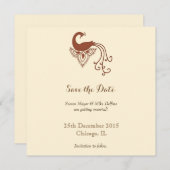 Carte d'invitation de mariage à thème paon pour ré (Devant / Derrière)
