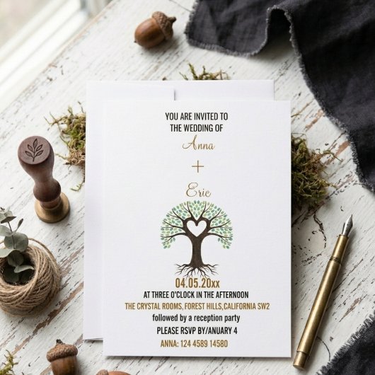 CARTE D'INVITATION DE MARIAGE ARBRE DE L'AMOUR AU