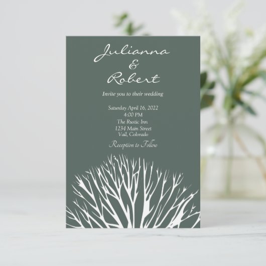 Carte d'invitation de mariage arbre de vie simple (Debout devant)