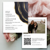 Carte d'invitation de mariage au code QR photo d'a