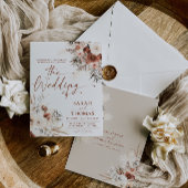 Carte d'invitation de mariage automnal boho bronzé