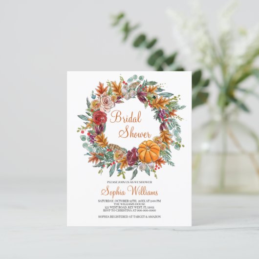 Carte d'invitation de mariage automnal Budget citr (Debout devant)