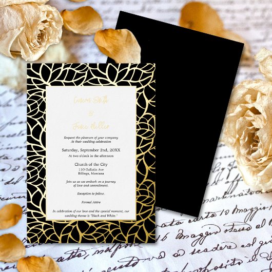Carte d'invitation de mariage aux feuilles de papi