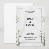 Carte d'invitation de mariage aux fleurs blanches (Devant / Derrière)