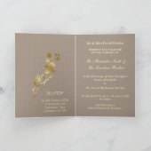 Carte d'invitation de mariage aux fleurs dorées (Intérieur)