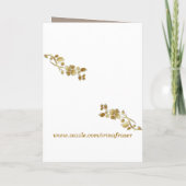 Carte d'invitation de mariage aux fleurs dorées (Dos)