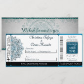 Carte d'invitation de mariage avec carte d'embarqu (Devant / Derrière)