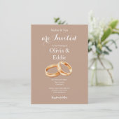 Carte d'invitation de mariage avec code QR Anneaux (Debout devant)