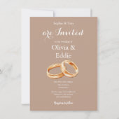 Carte d'invitation de mariage avec code QR Anneaux (Devant)