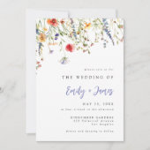 Carte d'invitation de mariage avec code QR de fleu (Devant)