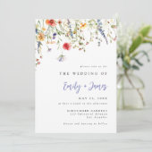 Carte d'invitation de mariage avec code QR de fleu (Debout devant)