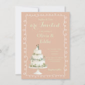 Carte d'invitation de mariage avec code QR Gâteau  (Devant)