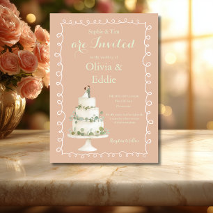 Carte d'invitation de mariage avec code QR Gâteau