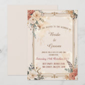 Carte d'invitation de mariage avec détail de fleur (Devant / Derrière)