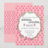 Carte d'invitation de mariage avec fleurs et cœurs (Devant / Derrière)