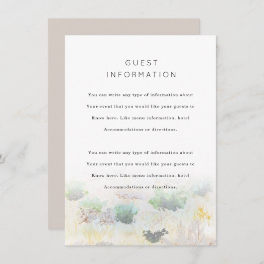 Carte d'invitation de mariage avec paysage déserti (Devant / Derrière)