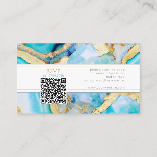 Carte d'invitation de mariage avec QR Code doré Ag (Dos)