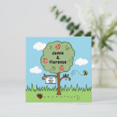 Carte d'invitation de mariage avec un arbre de cél (Debout devant)