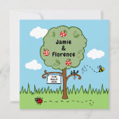 Carte d'invitation de mariage avec un arbre de cél (Devant)