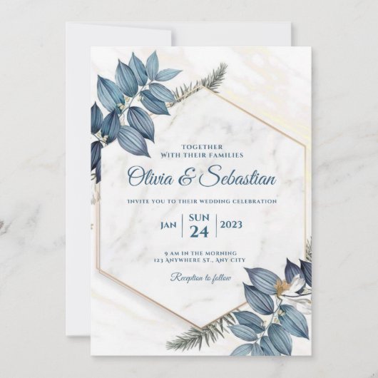 carte d'invitation de mariage belle et élégante (Devant)