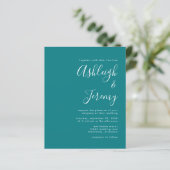 Carte d'invitation de mariage bleu turquoise Budge (Debout devant)