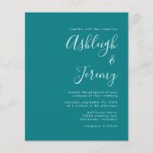 Carte d'invitation de mariage bleu turquoise Budge (Devant)