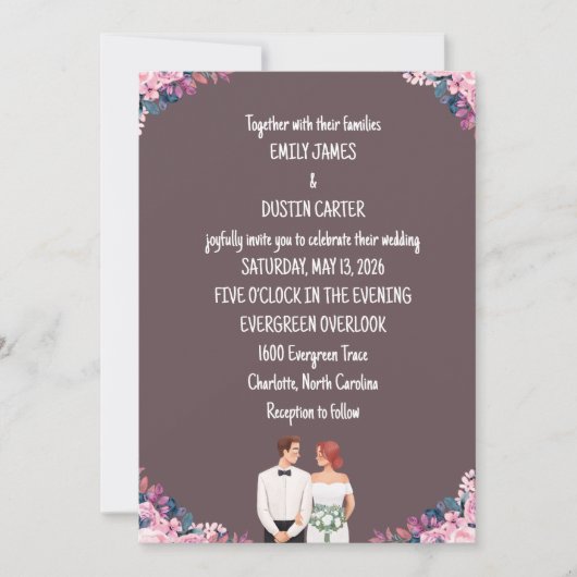 Carte d'invitation de mariage Boho Chic (Devant)