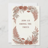 Carte d'invitation de mariage Boho Forêt de Bois (Devant)