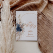 Carte d'invitation de mariage Boho Navy Pampas