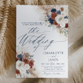 Carte d'invitation de mariage Boho Rust Navy pour