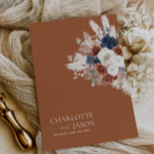Carte d'invitation de mariage Boho Rust Navy pour