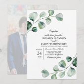 Carte d'invitation de mariage botanique à la verdu (Devant / Derrière)